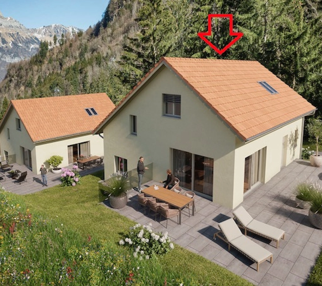 Bauland mit bewilligtem Einfamilienhaus-Projekt in Oberterzen, ruhige Lage mit Bergsicht