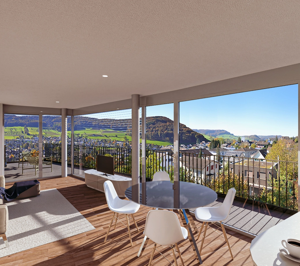 Baubewilligt und kurz vor Realisierung: Moderne Dachwohnung mit Lift, grossem Balkon und Carport