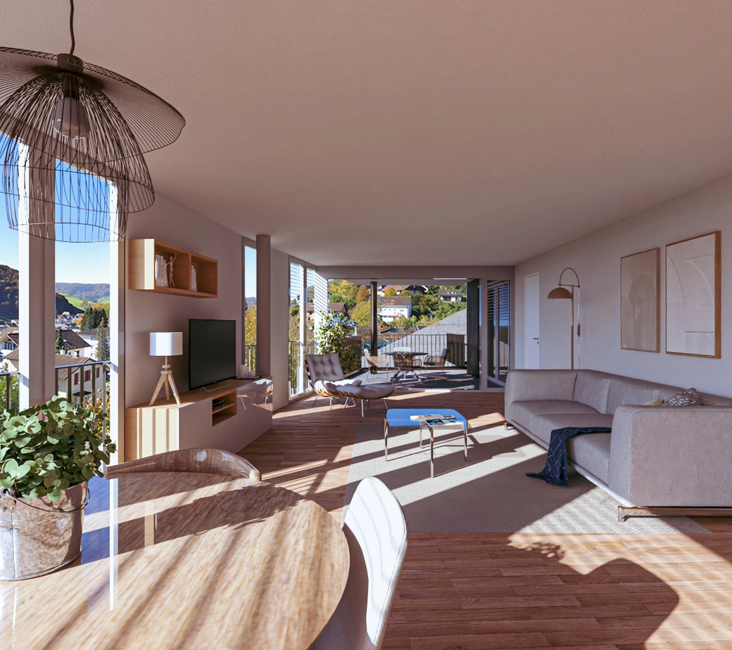 Baubewilligte 4.5-Zimmer-Wohnung mit grossem Balkon, Carport, Lift und schöner Aussicht
