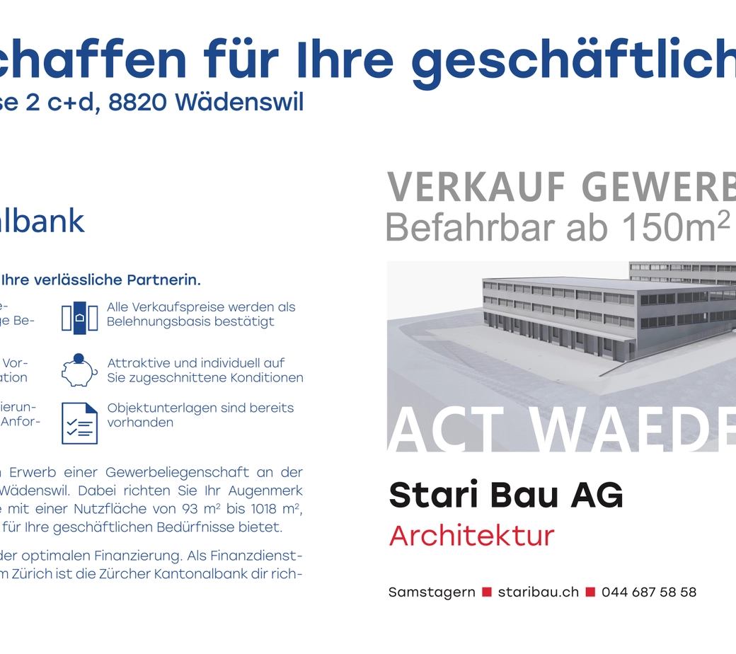 ACT Wädenswil, Raum für Ihre geschäftlichen Ziele