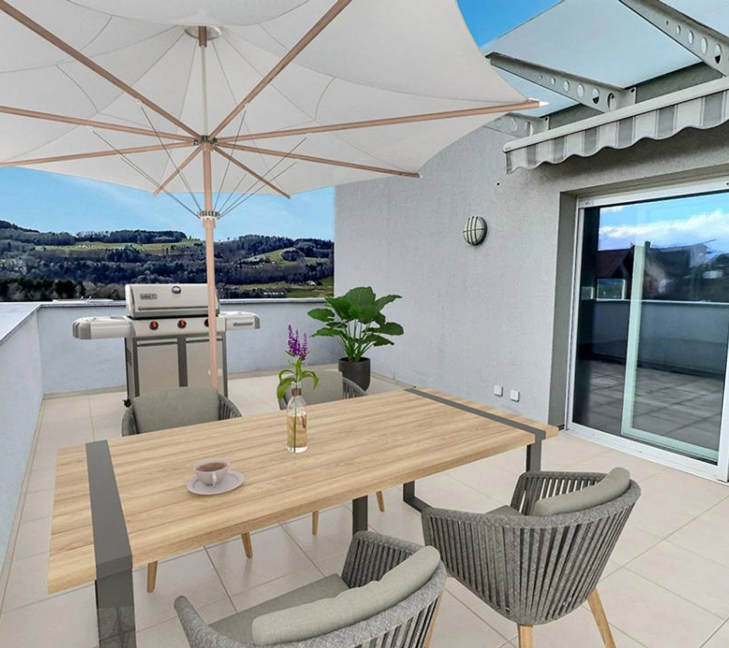 Spacieux logement, en attique, avec grande terrasse