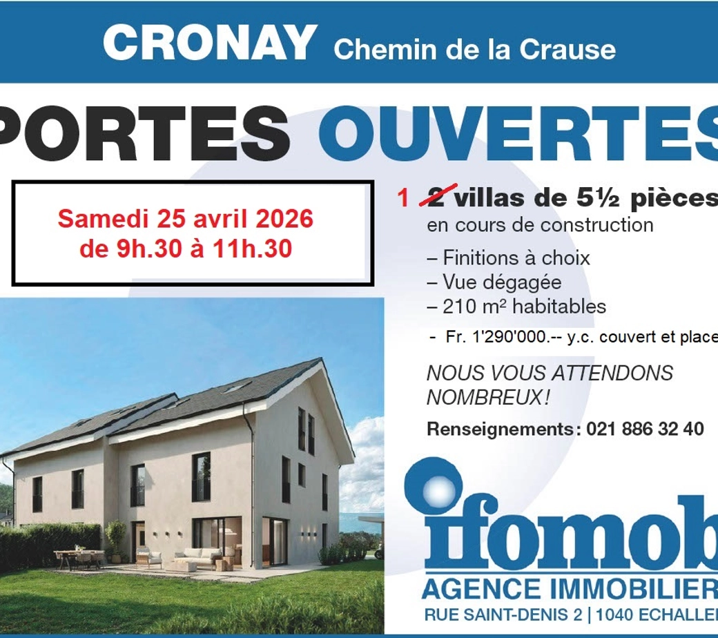 A seulement 5 km d'Yverdon-les-Bains - Dans le charmant village de Cronay