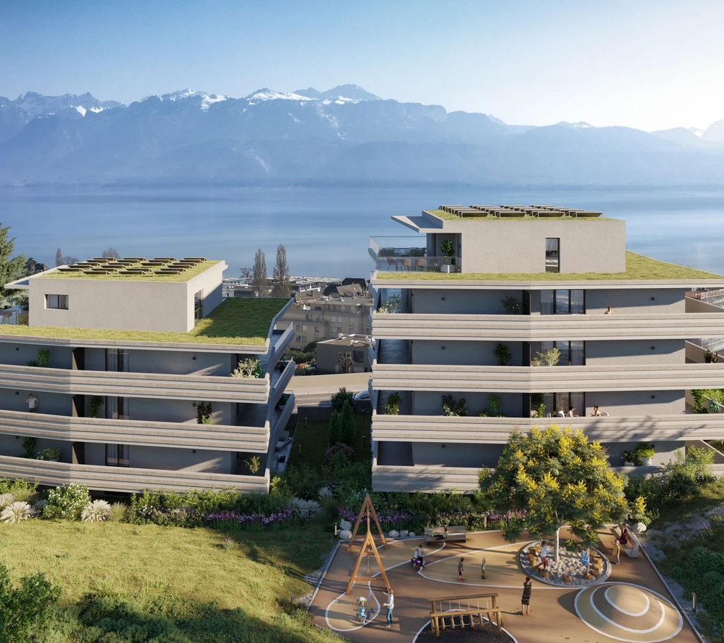 PULLY - PROMOTION EN COURS DE CHANTIER - APPARTEMENT(A.12/REZ SUP) VUE LAC ET LES ALPES