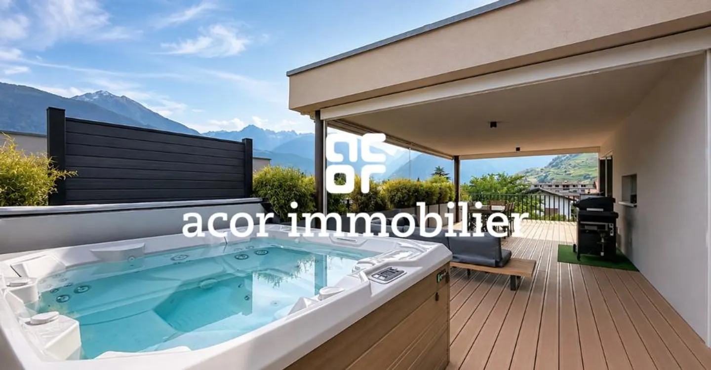 Attique 3.5 pièces d'exception à Fully avec terrasse XXL et jacuzzi - Photo 2 sur 6