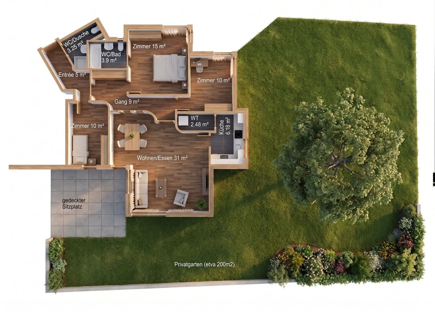 Appartement attrayant de 4,5 pièces avec grand jardin privé - Photo 2 sur 5