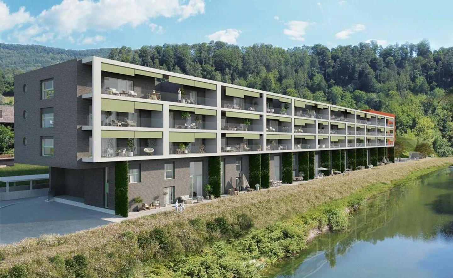 Première location ! Appartement de 3,5 pièces avec terrasse directement au bord de l'eau - Photo 1 sur 13