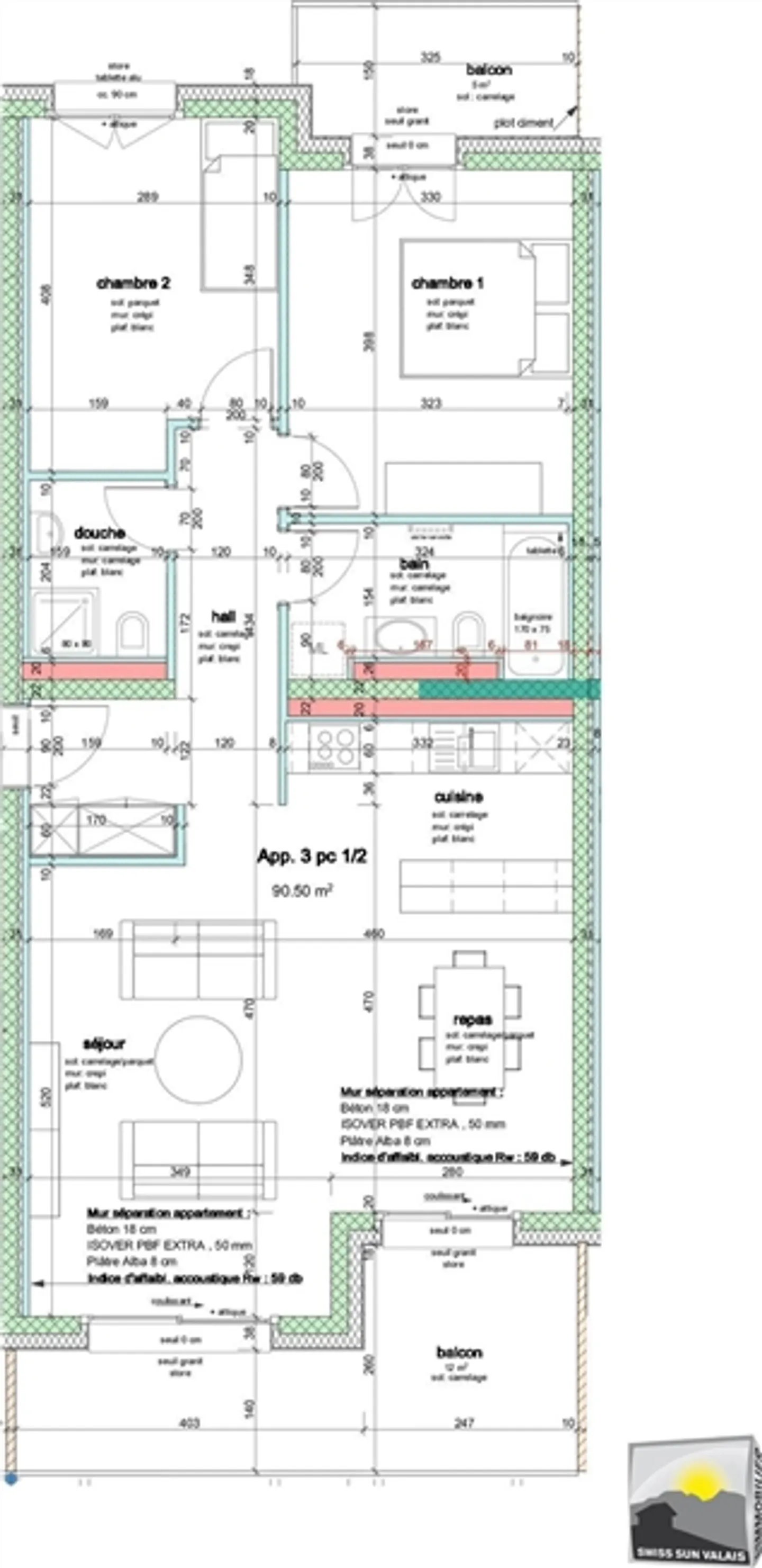 «SION / Ich bin "IN THE WATER" Terrace Apartment 3,5 Stk. 90 m2 in LOUER» - Foto 16 von 19