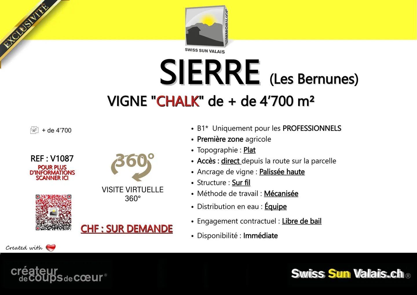 SIERRE/ Io sono "CHALK": Vigneto su pali in vendita nella 1ª zona di oltre 4'700 m² in Vallese - Foto 2 di 3