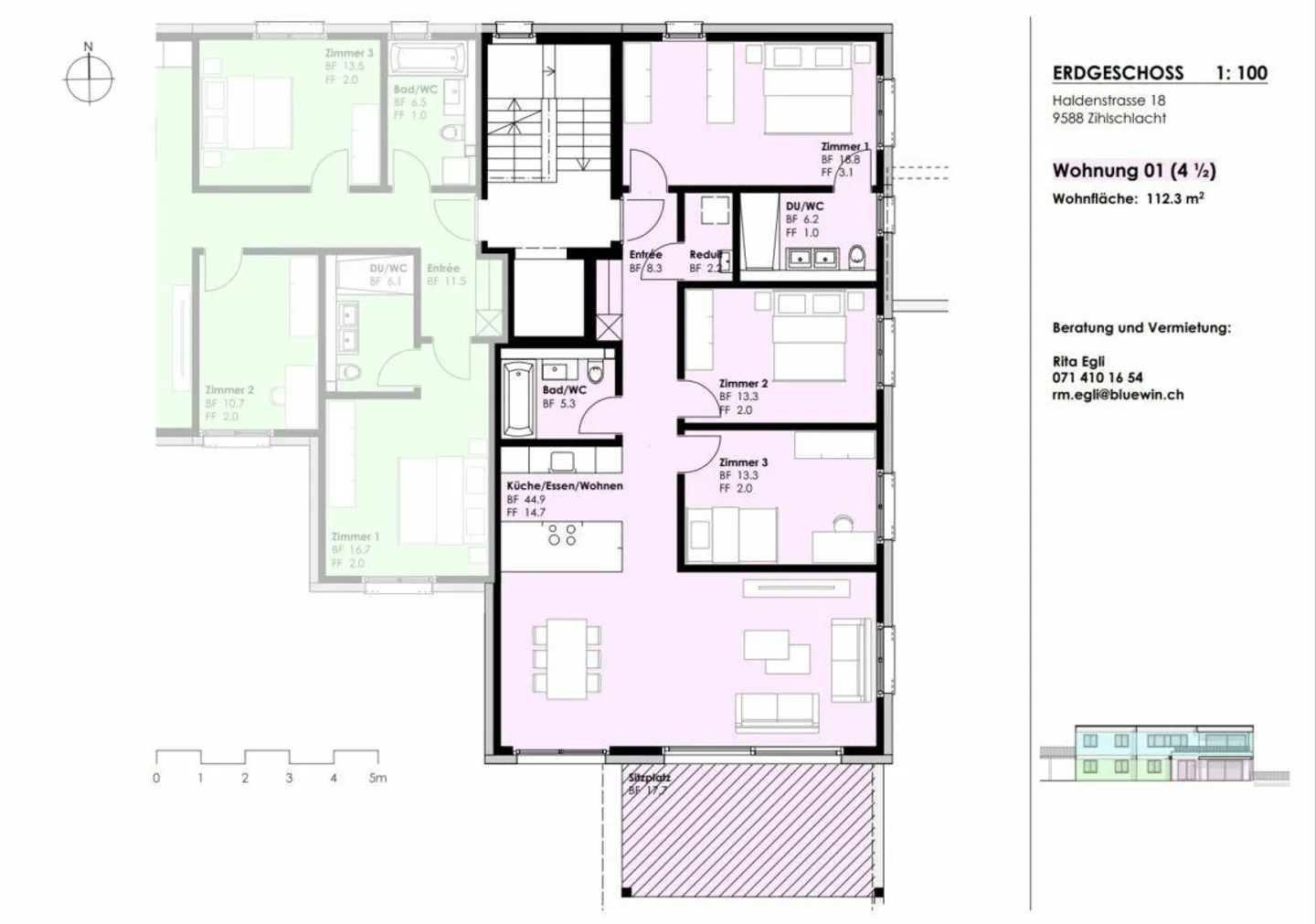 Newly built 4.5-room terrace apartment with 112 m² of living space and large terrace - Photo 12 of 12