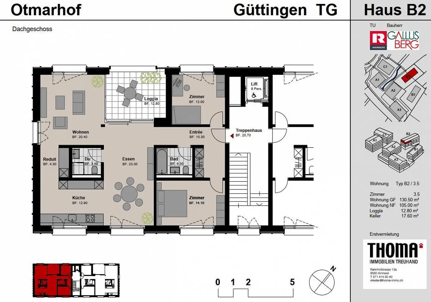Moderno appartamento mansardato di 3,5 stanze a Güttingen - Foto 9 di 9