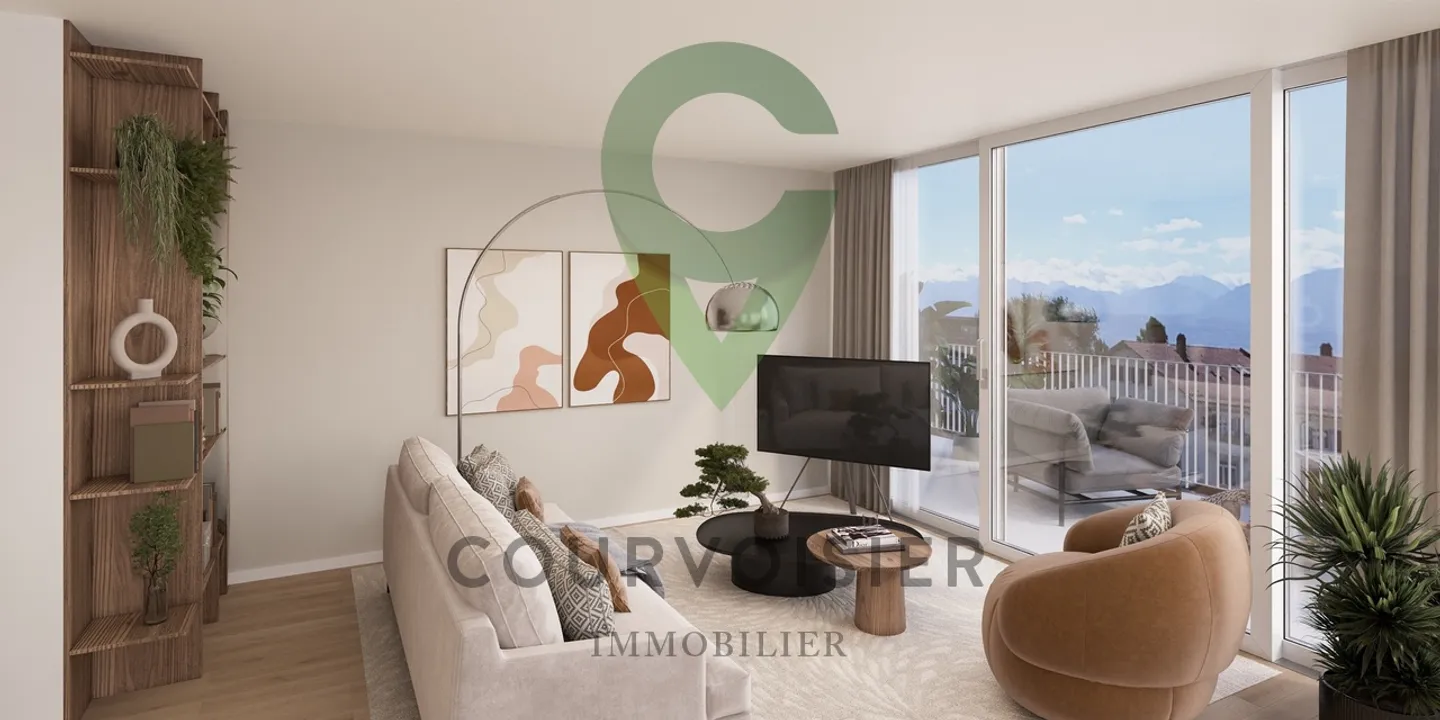 Lot A4 - 3,5p sud-est avec balcon, belle luminosité et dégagement - Photo 2 sur 8