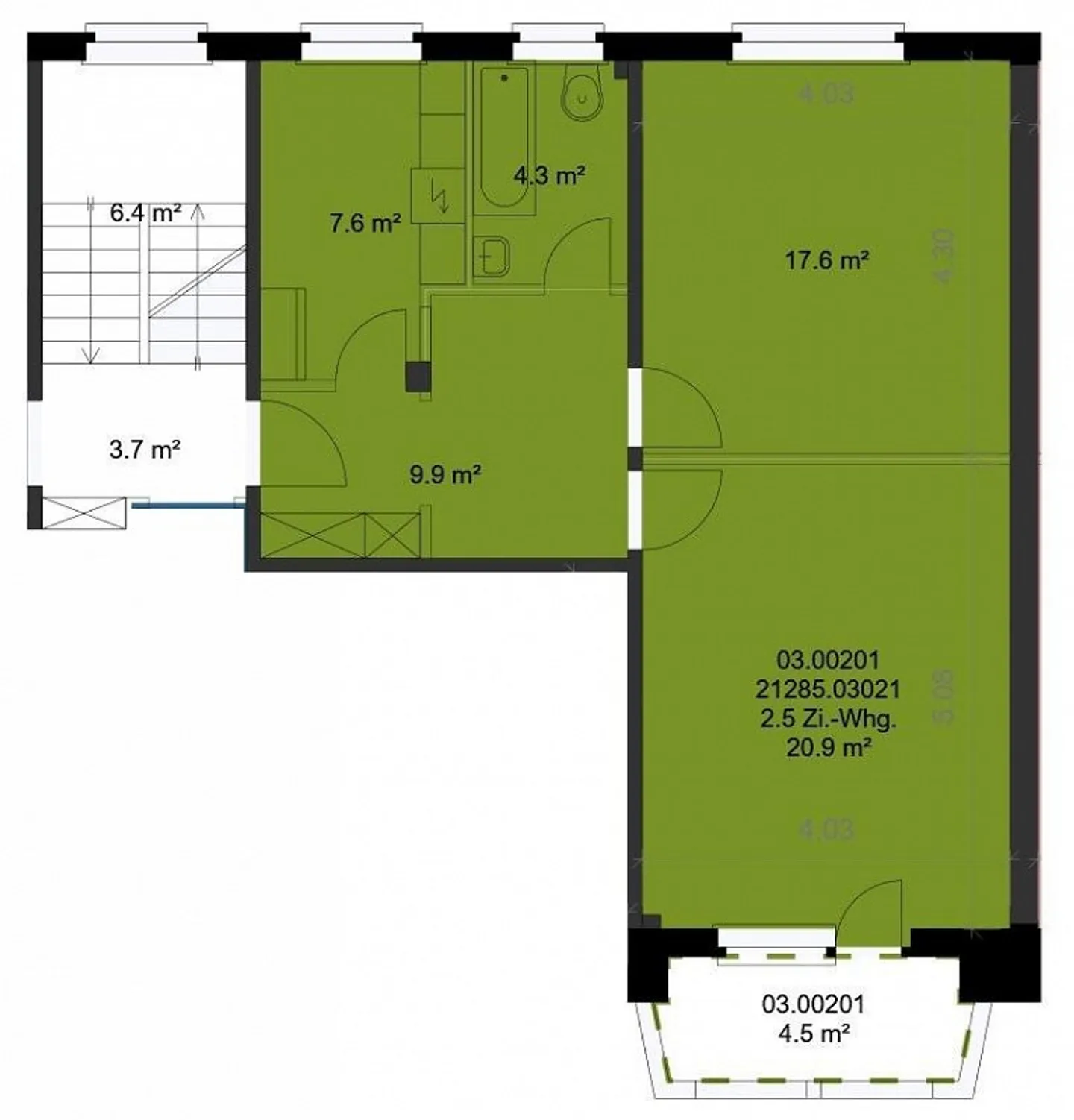 City-Close 2.5-Room Apartment of 59 m² on the 1st Floor - Photo 9 of 9