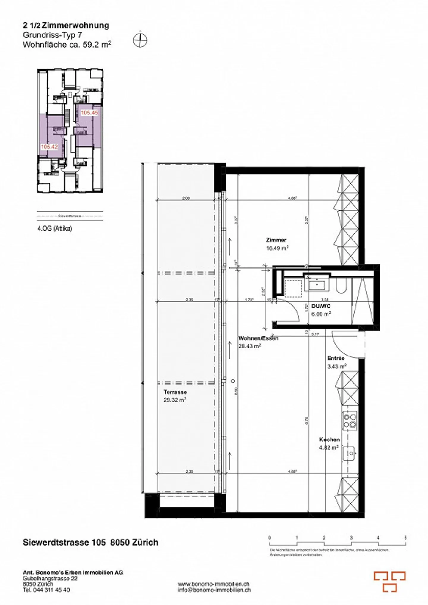 Great 2.5-room penthouse apartment with large terrace for rent - Photo 11 of 11