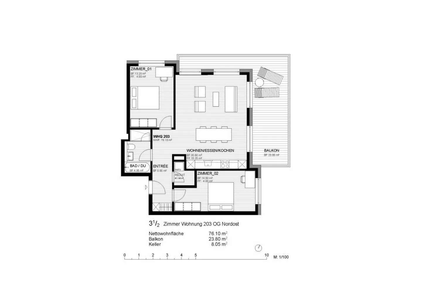 Moderno appartamento di 3,5 stanze con balcone. - Foto 10 di 10