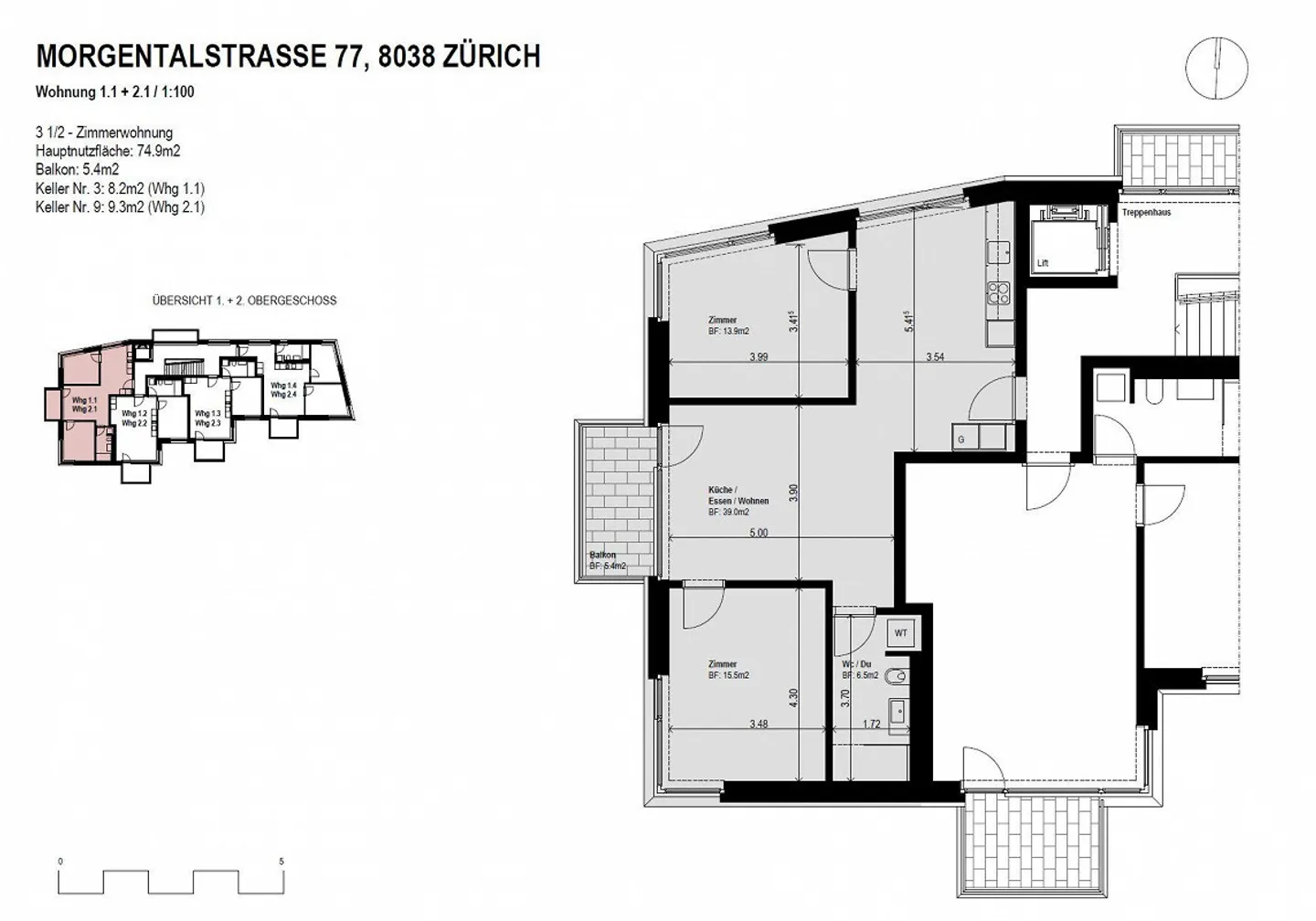 Moderne 3.5-Zimmerwohnung mit Aussicht - Foto 9 von 9