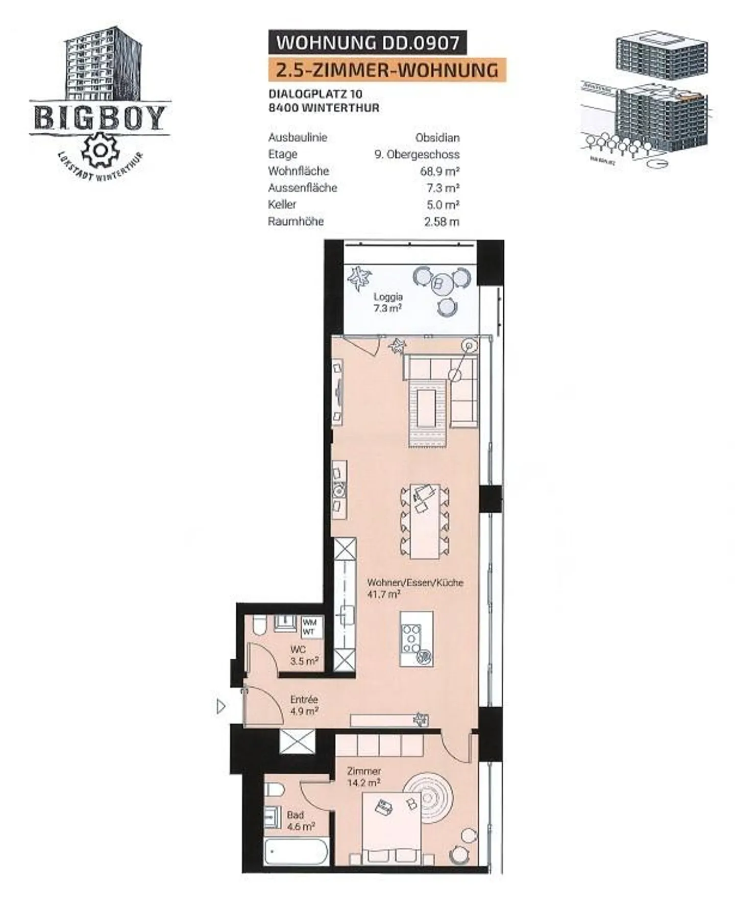 Appartement moderne de 2,5 pièces à Lokstadt - Photo 7 sur 7