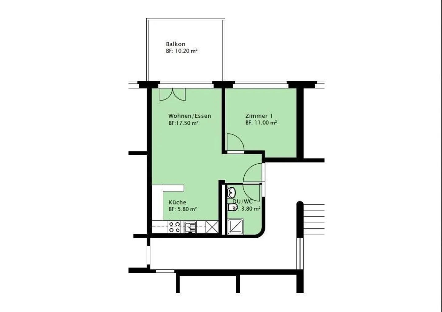 Appartamento 2.5 stanze con vista verde coperta - Foto 9 di 9