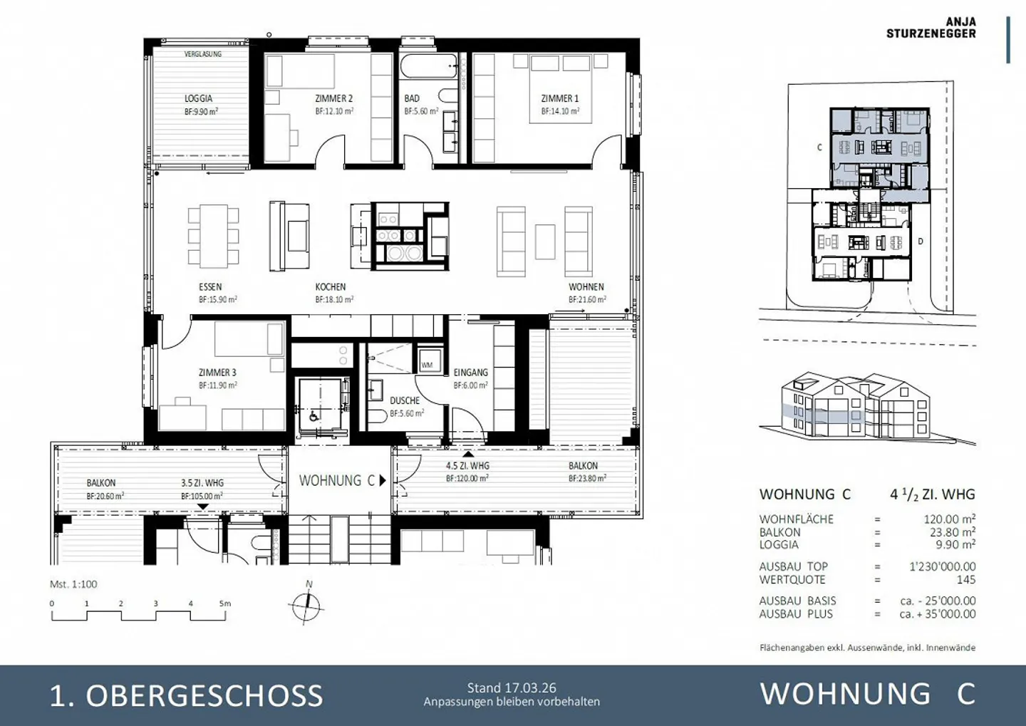 Appartement moderne de 4,5 pièces avec flair de maison individuelle - Photo 4 sur 9