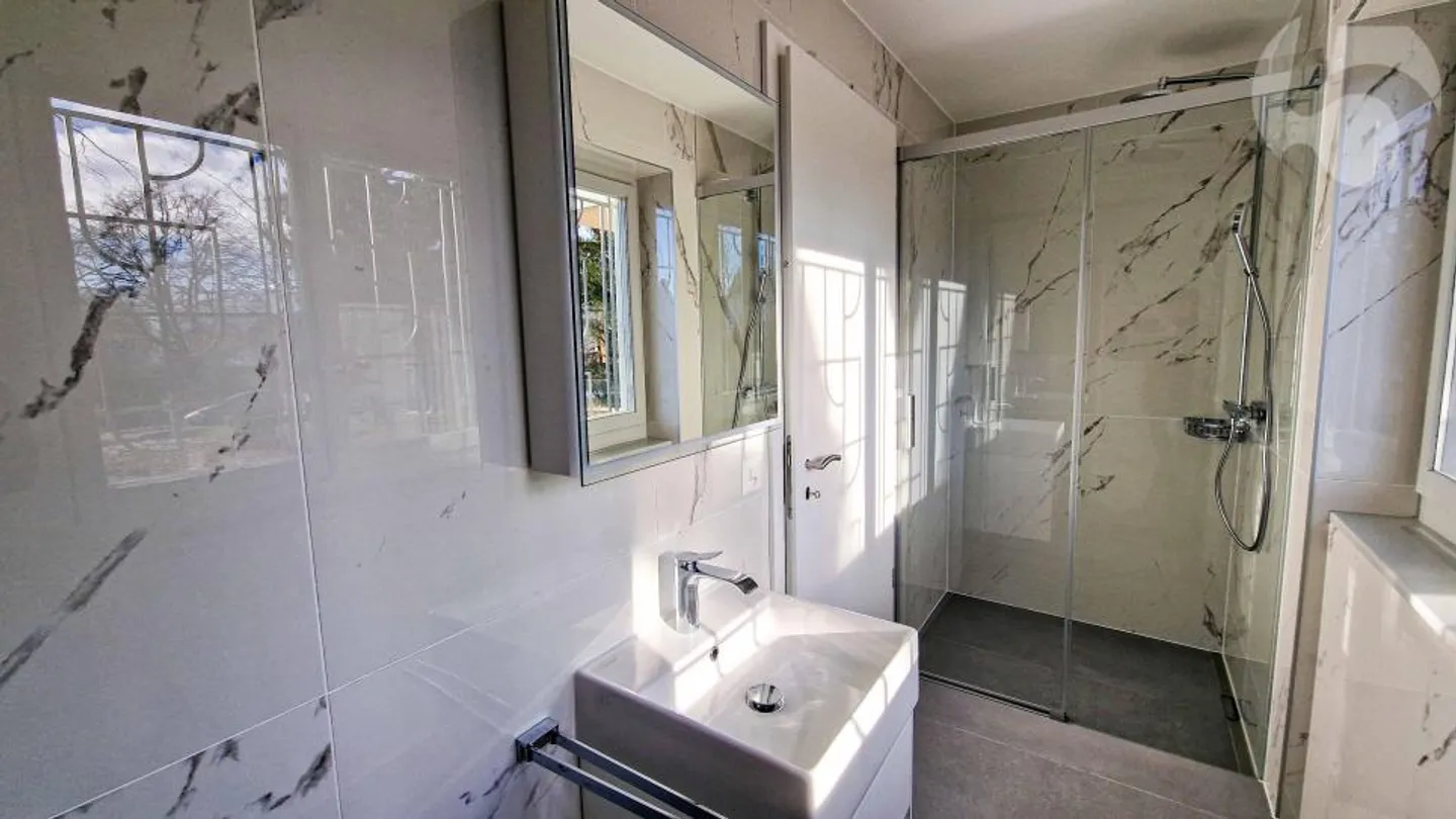 Magnifico appartamento di 3,5 stanze al piano terra di una villa d'architetto con giardino privato (robot tosaerba, irrigazione automatica) e stazione LEB in loco. - Foto 9 di 13