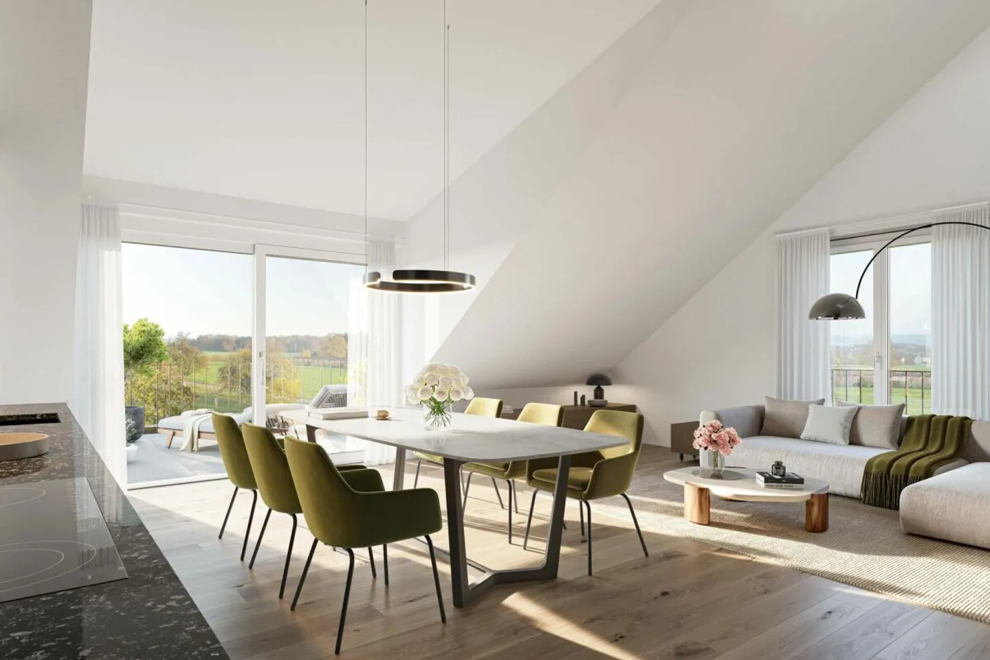 Nouveau bâtiment "ALPENBLICK" - Appartement en attique de 3,5 pièces avec vue dégagée sur l'Alpstein - Photo 2 sur 4