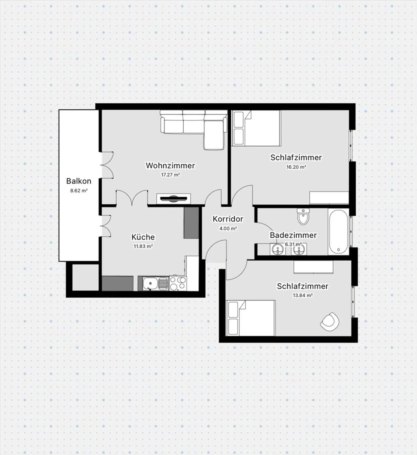 Appartement lumineux de 3,5 pièces dans un emplacement central au Luzernerring - Photo 6 sur 6