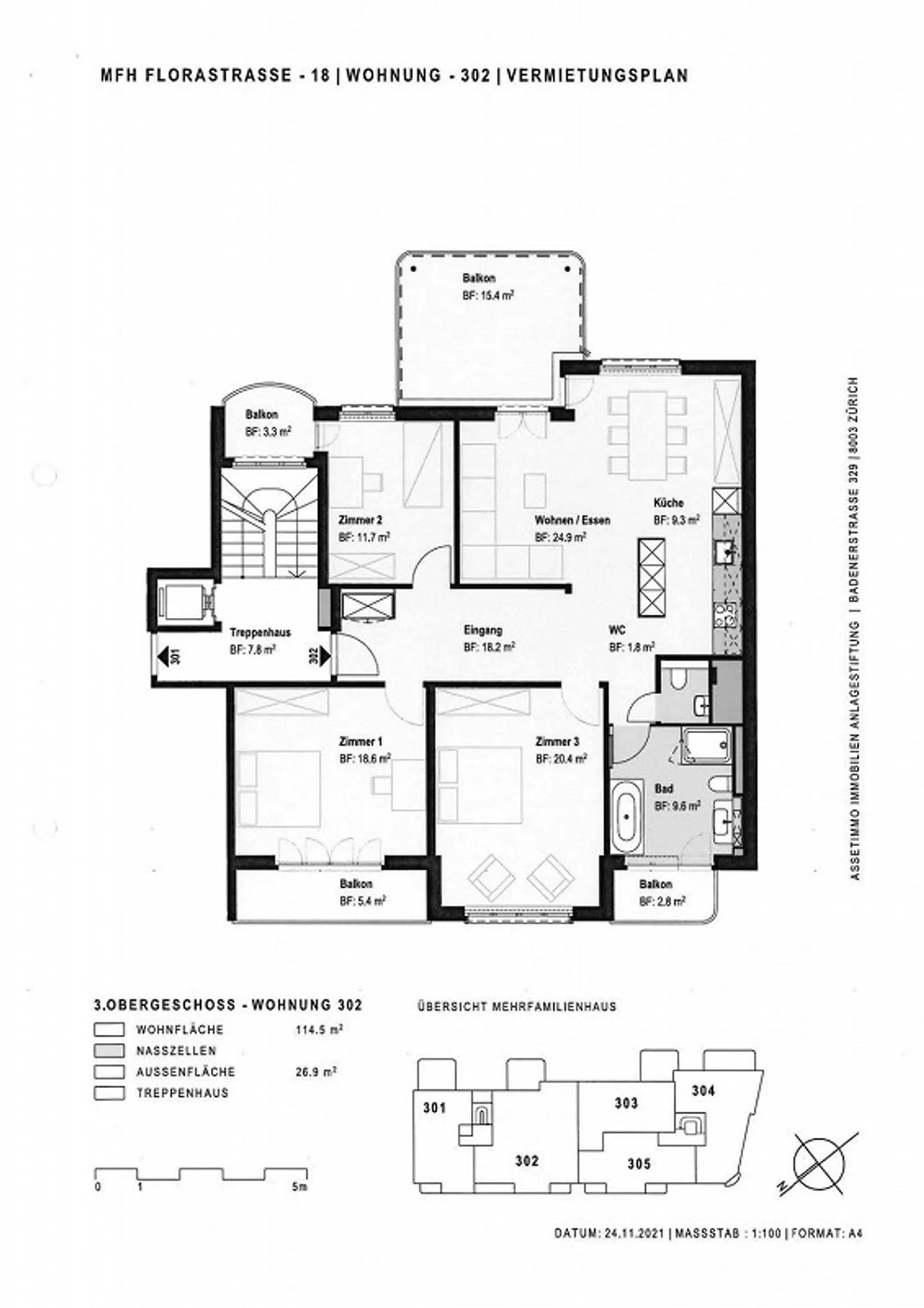 Appartement 4,5 pièces avec quatre balcons au centre de Bienne à louer - Photo 12 sur 13
