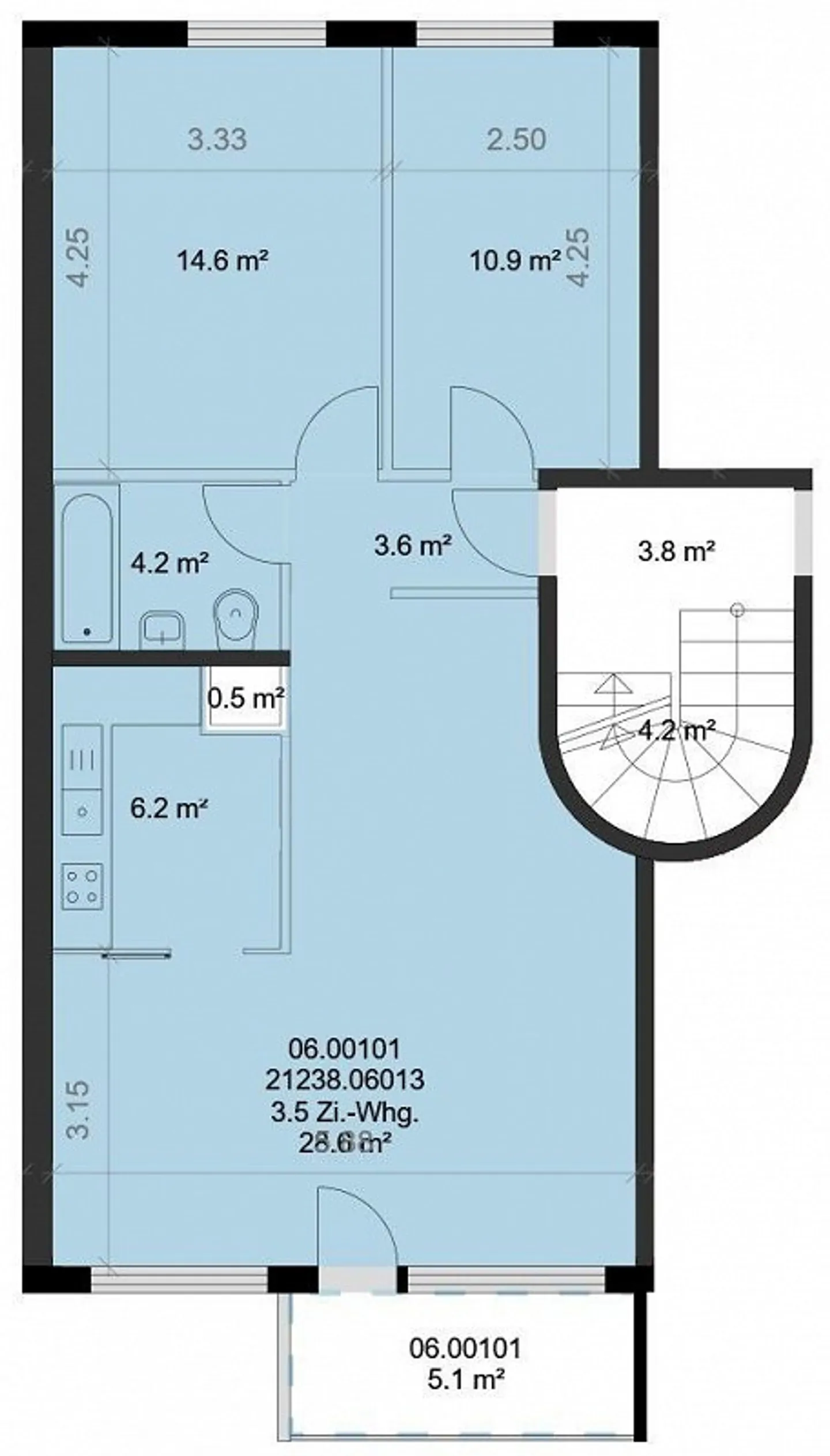 3.5-room apartment of 68 m² on the 1st floor - Photo 10 of 10