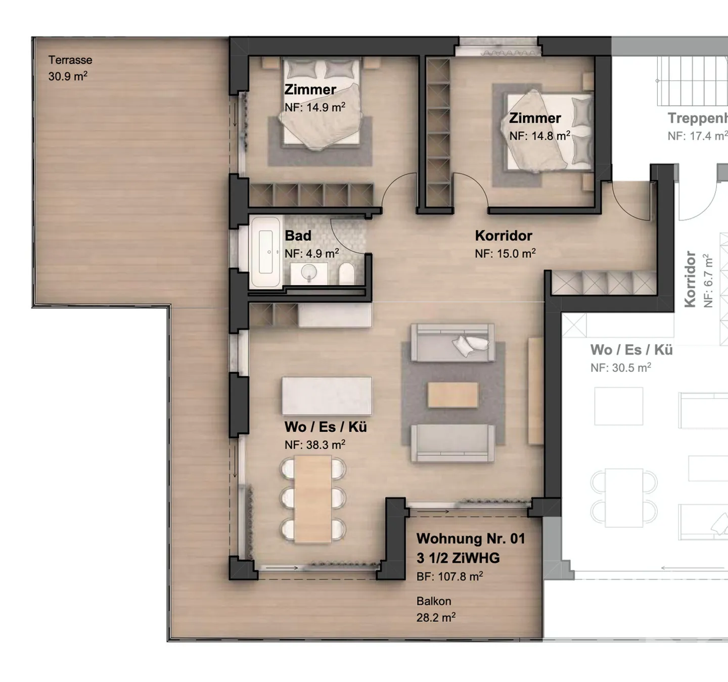 New 3.5-room apartment in a privileged height - Photo 7 of 7