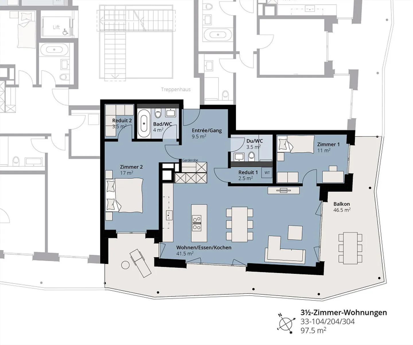 Condominium moderne de 3½ pièces au 2ème étage avec grand balcon - Photo 4 sur 4