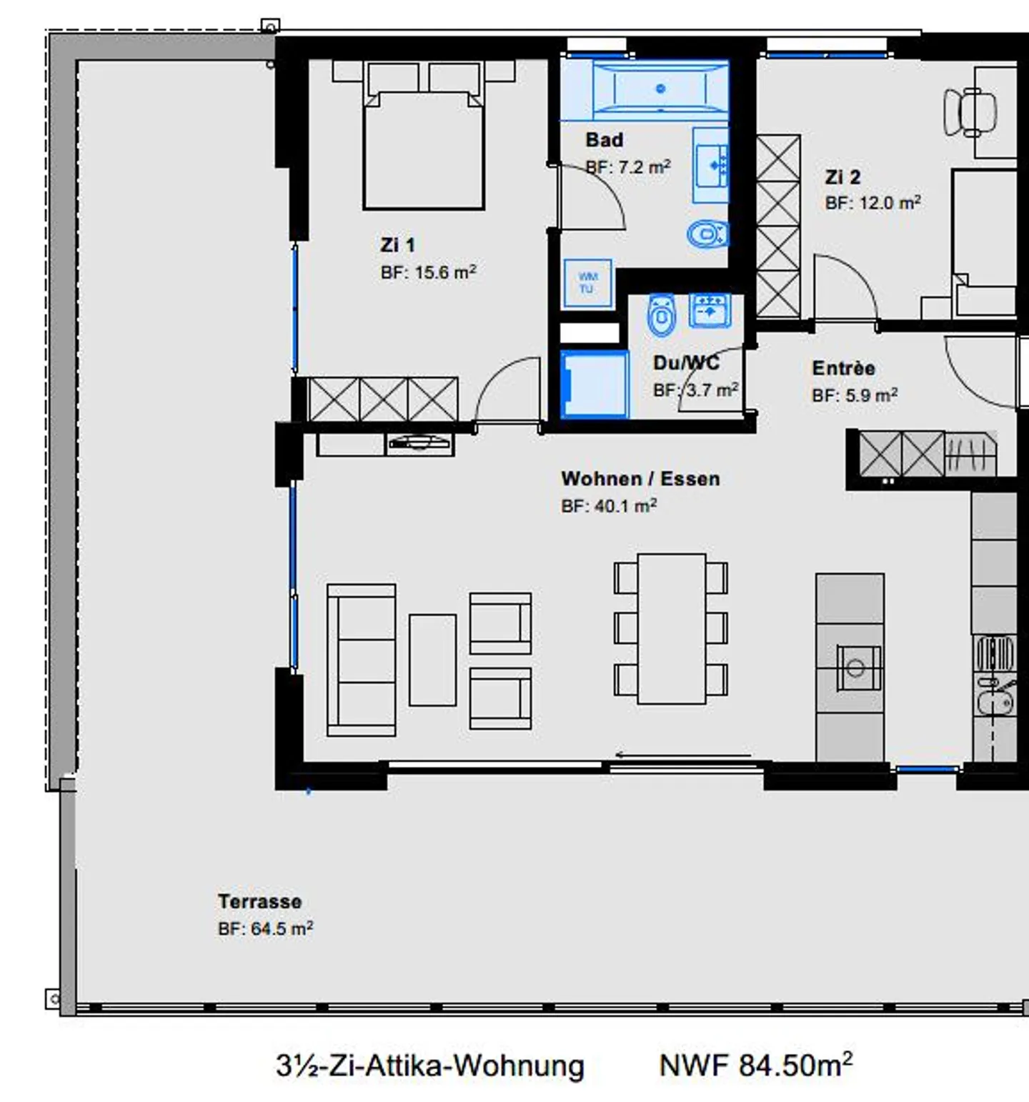 Superbe appartement en attique à louer - Photo 7 sur 7