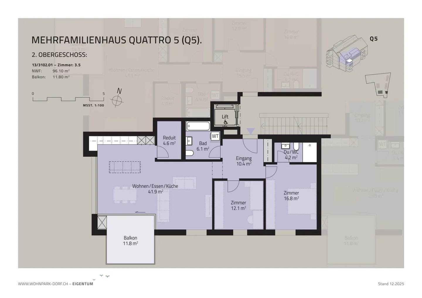 WOHNPARK DORF - Appartement de 3,5 pièces au 2ème étage - Photo 7 sur 10
