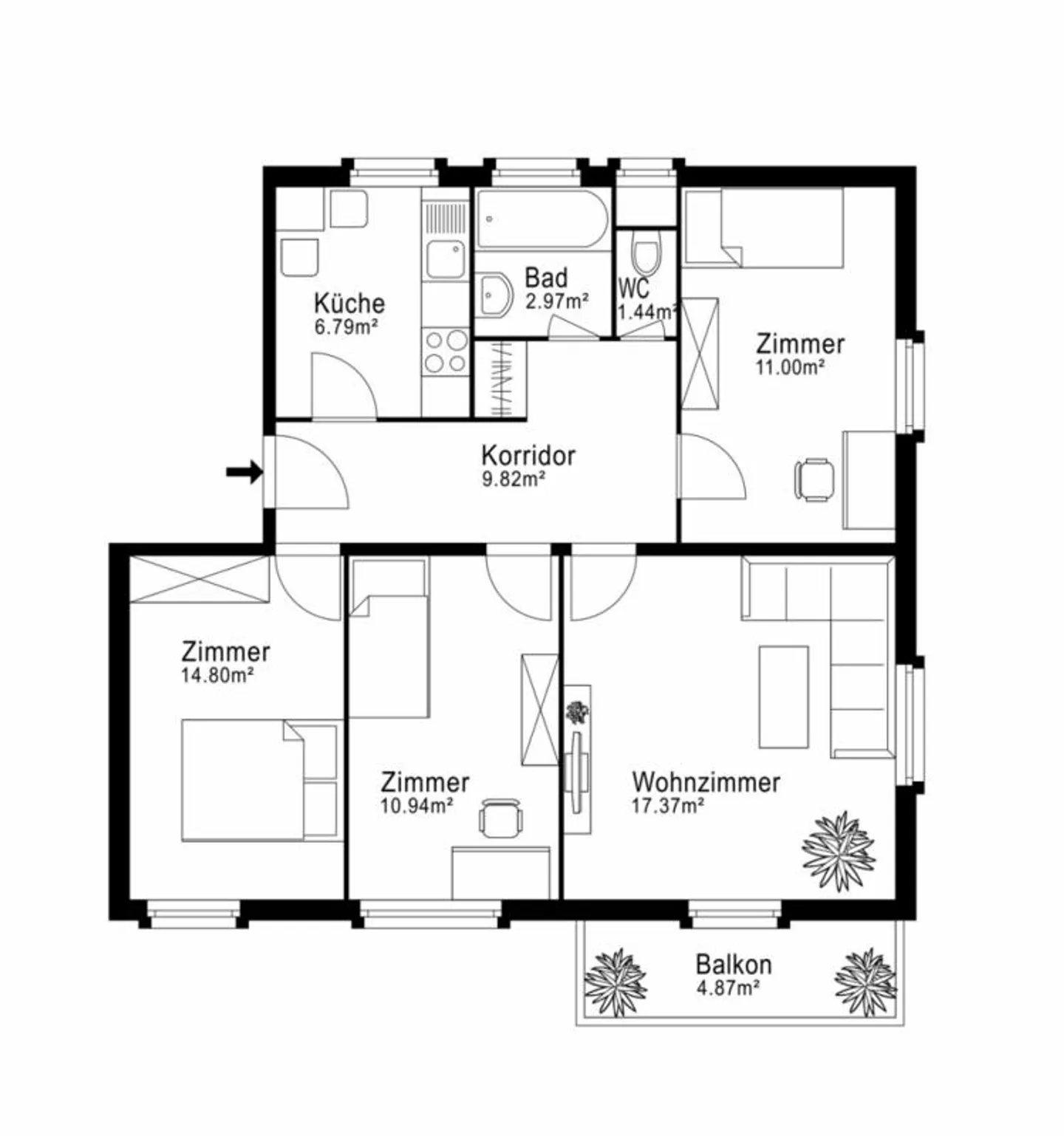 Vivere tranquillamente, pagare equamente - Appartamento con balcone per il tuo comfort - Foto 8 di 8