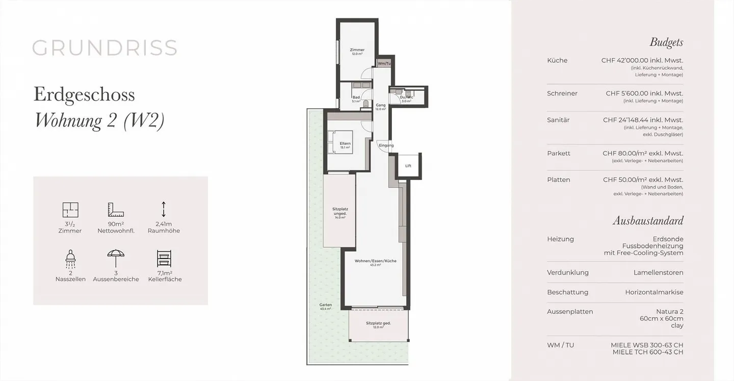 Nuovo progetto di costruzione ad Allschwil: appartamento di 3,5 locali con giardino - Foto 9 di 9