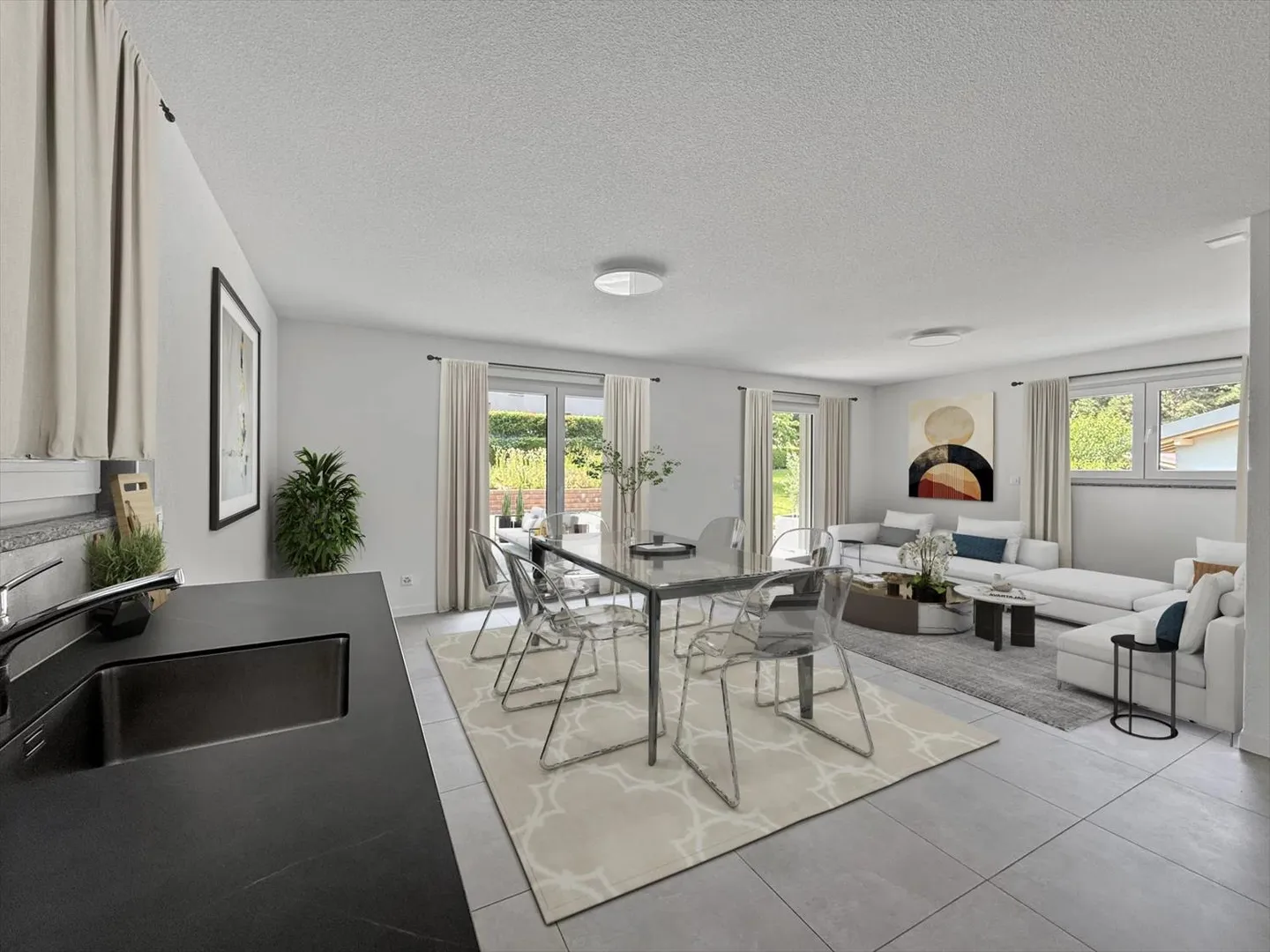 4,5 p. avec vue dégagée - Terrasse et jardin privés - Photo 3 sur 13