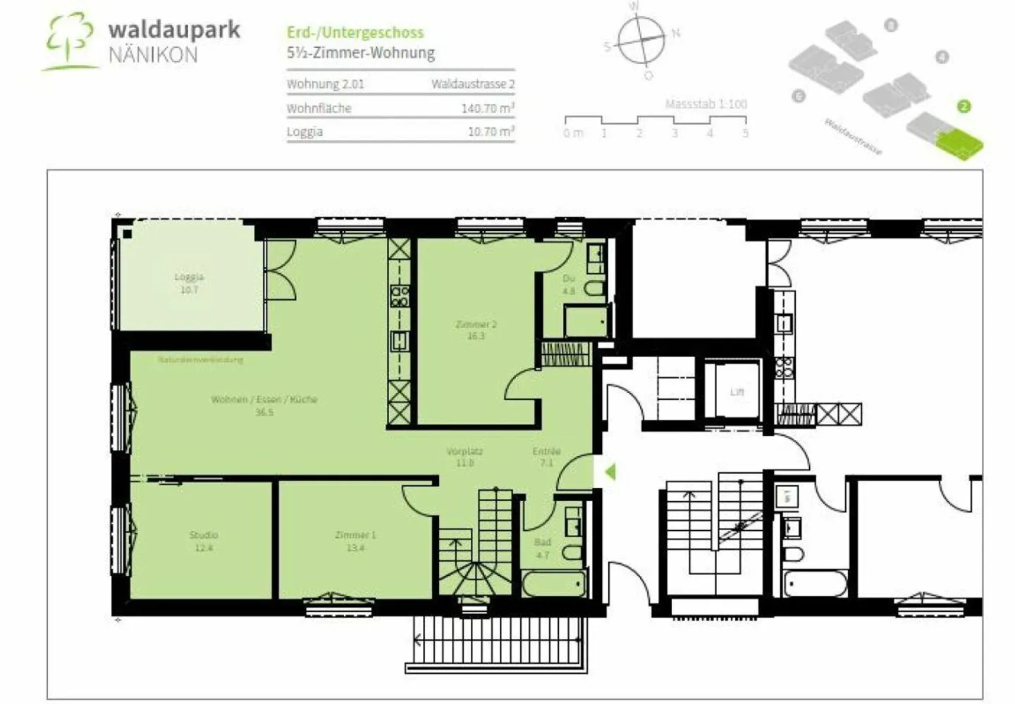 Moderne Maisonette-Wohnung im Herzen von Nänikon - Foto 14 di 15
