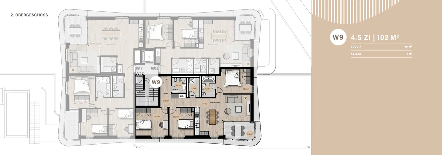 Appartement de 4,5 pièces W9 avec 102m2 de surface habitable dans un nouveau bâtiment moderne à Oberwil - Photo 5 sur 5