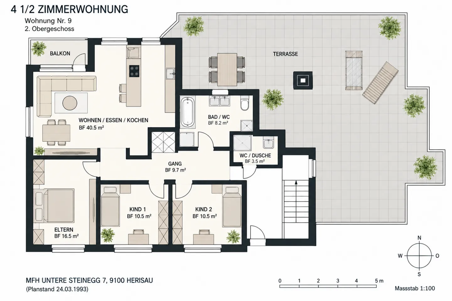 Au-dessus des toits de Herisau - 4 1/2 pièces, terrasse de rêve & 2 garages - Photo 1 sur 1