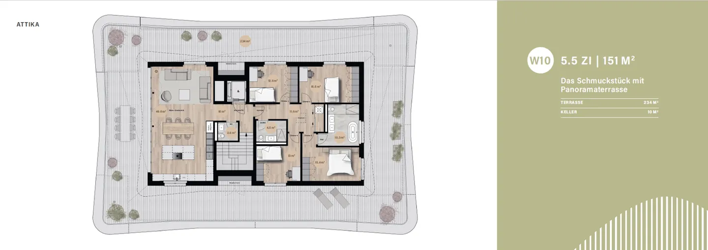 Penthouse exclusif de 5,5 pièces dans un bâtiment moderne à Oberwil - Photo 3 sur 3