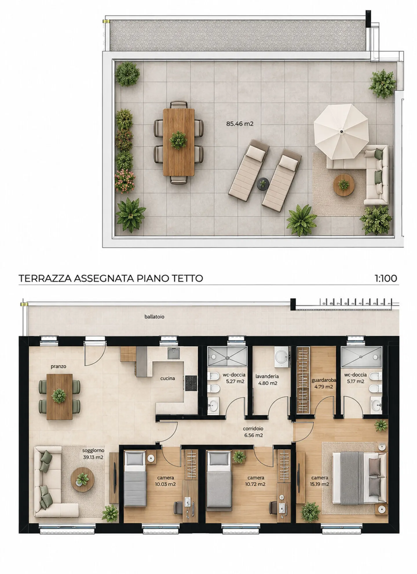 4,5-ZIMMER-PENTHOUSE MIT DACHGARTEN IN BALERNA ZU VERMIETEN - Foto 2 von 11