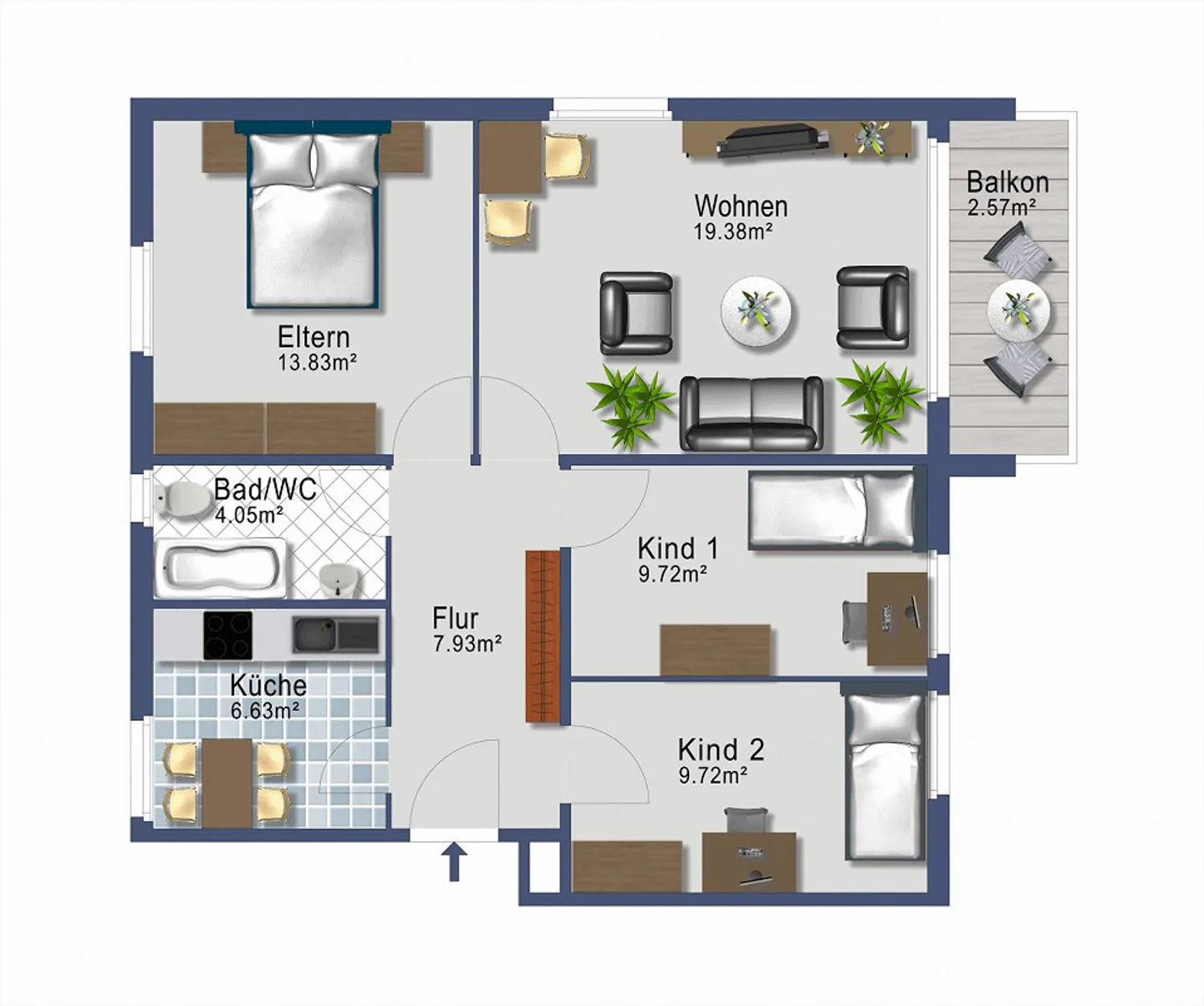 4.0-Zimmer Wohnung mit eigenem Waschturm - Foto 8 von 11