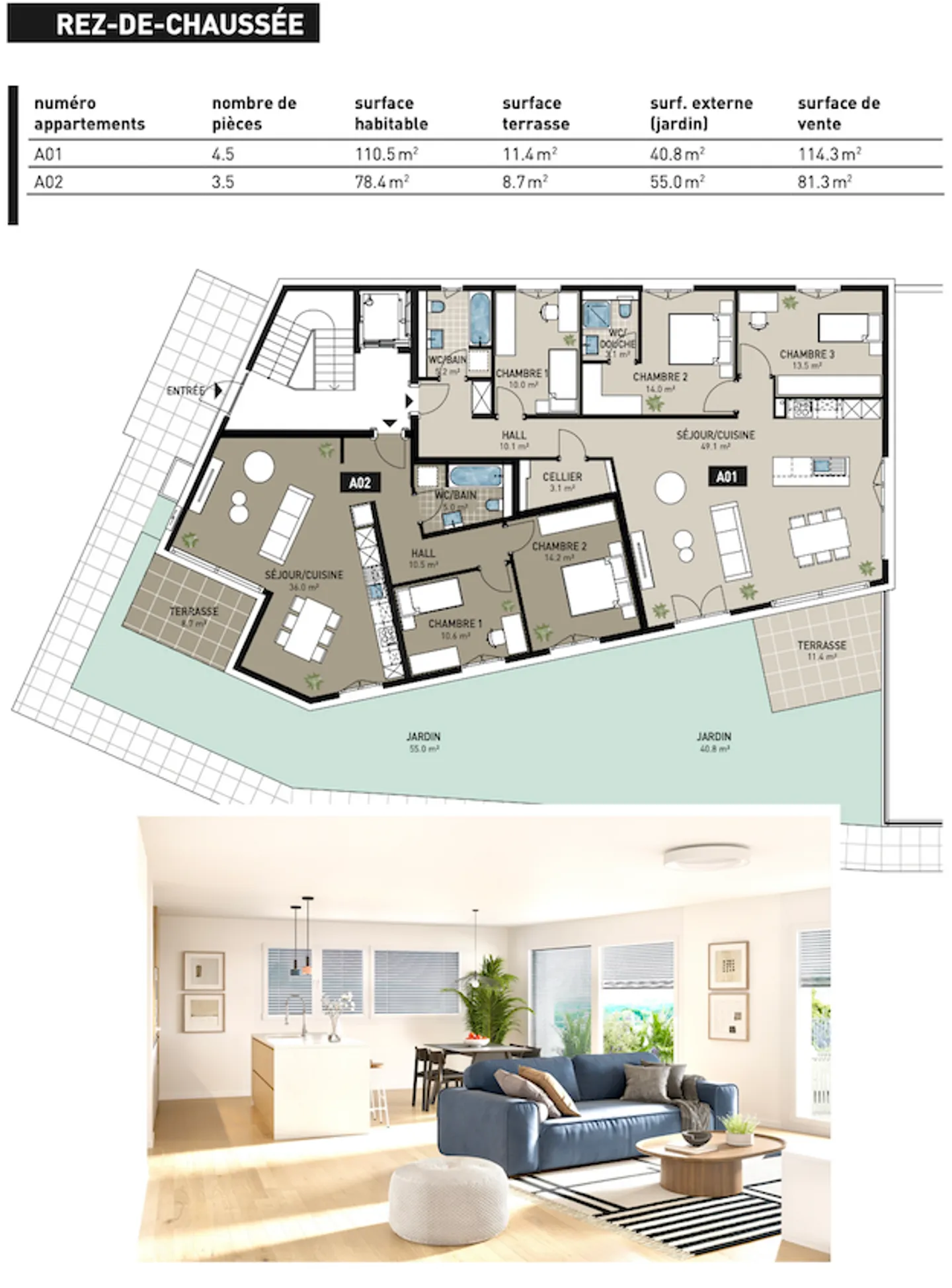 Apartment with terrace 3.5 rooms - Photo 5 of 11