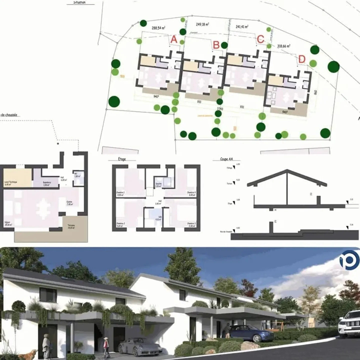 4 Semi-Detached Villas on Plans 4.5 and 5.5 Rooms - Photo 3 of 3