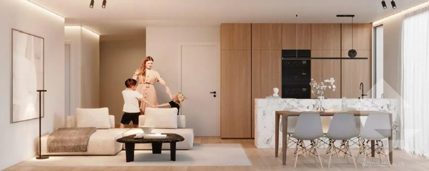 Schöne 2,5-Zimmer-Wohnung von 66 m2 mit Terrasse und Rasen - Foto 3 von 7