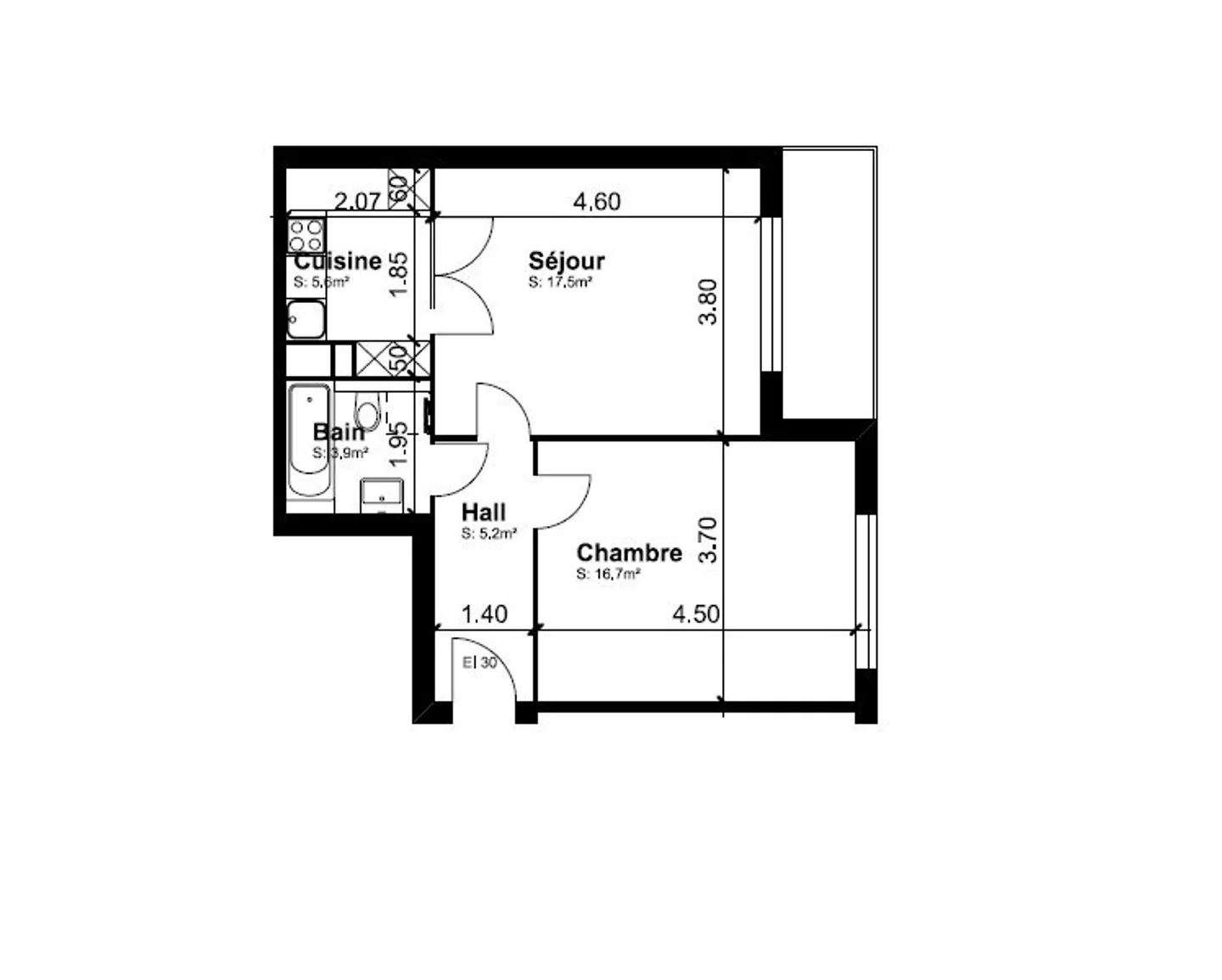 Geräumige 2,5 Zimmer zur Miete, kürzlich renoviert - Foto 7 von 7