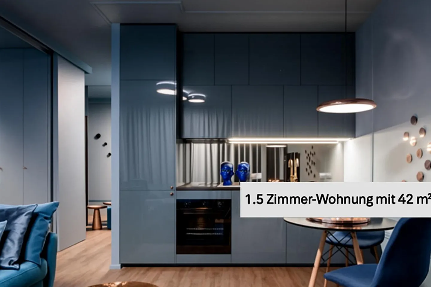 New construction: 42 m² large 1.5-room ground floor apartment with 187 m² outdoor area - Photo 1 of 5