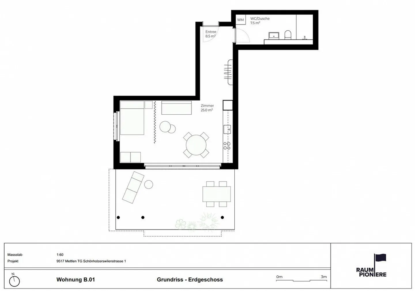 New construction: 42 m² large 1.5-room ground floor apartment with 187 m² outdoor area - Photo 2 of 5