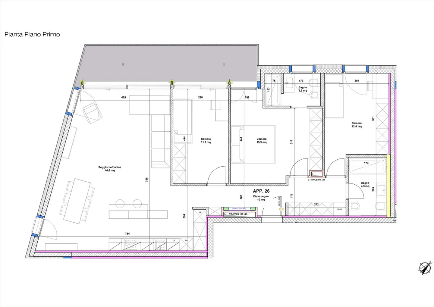 New 4.5 room apartments, with open view, in Camorino - Photo 10 of 14