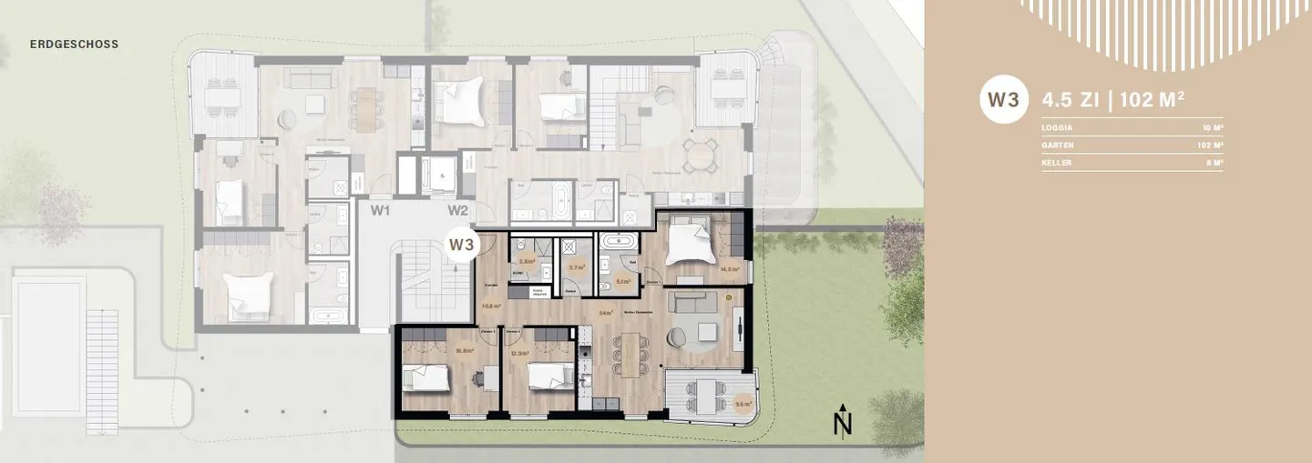NEUBAU: Moderne 4.5-Zimmer-Gartenwohnung W3 mit Minergie-Standard - Foto 3 von 3