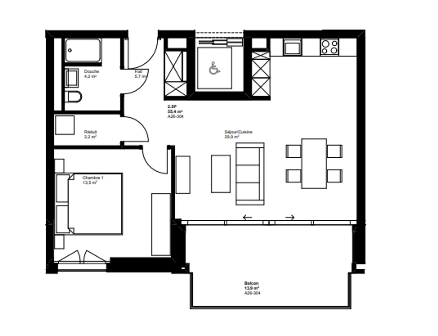 2,5 stanze nuove con balcone - Foto 7 di 8