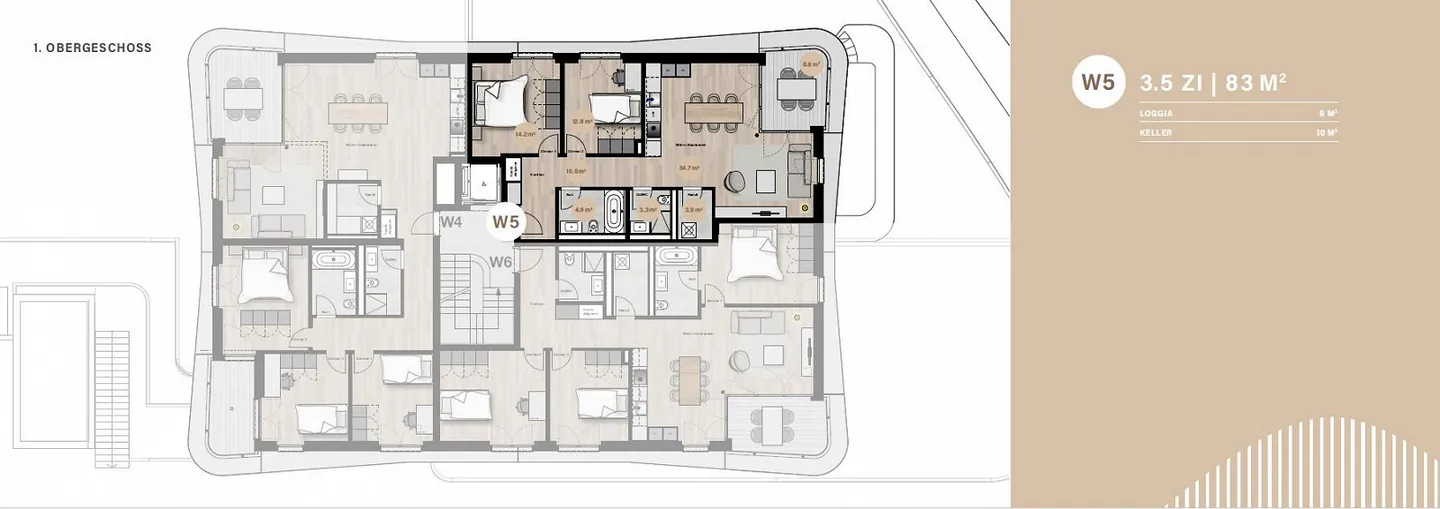 NEUBAU: Moderne 3.5-Zimmer-Wohnung W5 mit Minergie-Standard in Oberwil - Foto 3 von 3